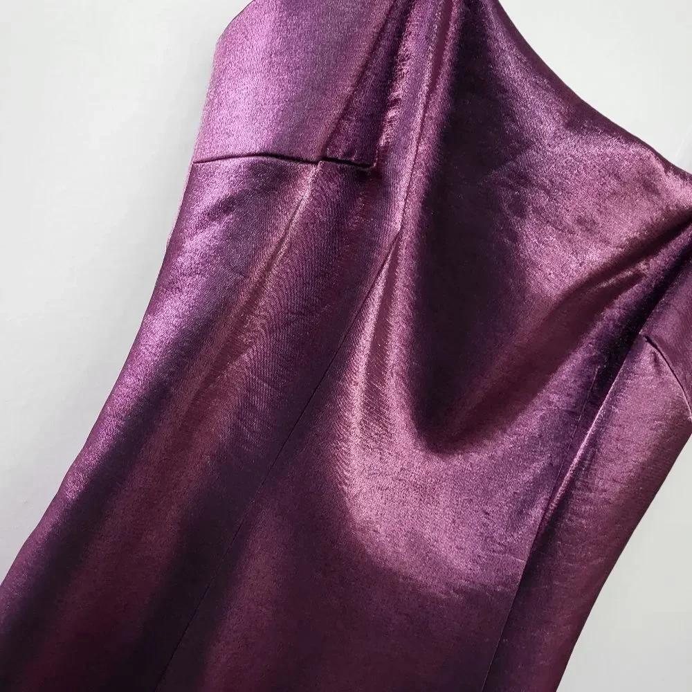 MILLY Mini Glazed Poly Slip Mini Dress Amethyst Purple Satin Size 6/Size 2 - Picture 7 of 11